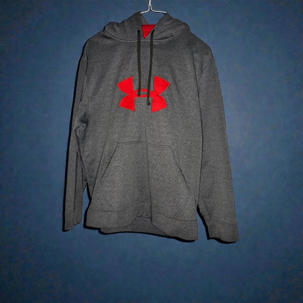 Under Armour Charcoal Hoodie with Red Emblem
